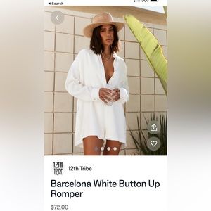 NWT: 12th Tribe White Linen long sleeve button up romper